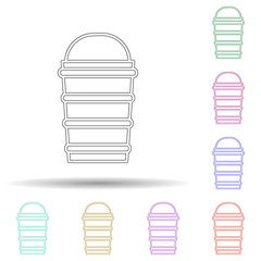 Poster - Ice cream in waffle cup multi color icon. Simple thin line, outline vector of ice cream icons for ui and ux, website or mobile application