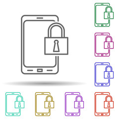 Poster - Mobile security multi color icon. Simple thin line, outline vector of security icons for ui and ux, website or mobile application