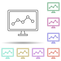 Poster - Monitoring multi color icon. Simple thin line, outline vector of security icons for ui and ux, website or mobile application