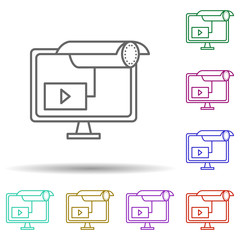 Poster - Video monitoring multi color icon. Simple thin line, outline vector of security icons for ui and ux, website or mobile application