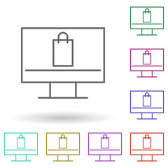 Poster - Buying online monitor multi color icon. Simple thin line, outline vector of seo and online marketing icons for ui and ux, website or mobile application