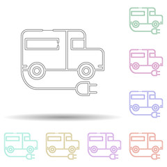 Poster - Eco school bus multi color icon. Simple thin line, outline vector of sustainable energy icons for ui and ux, website or mobile application