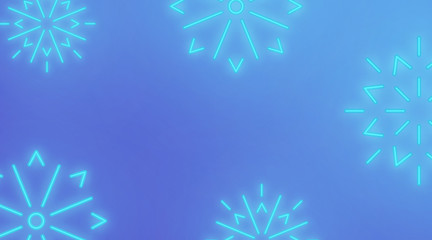 Wall Mural - Snowflake neon background. Winter modern design layout overlay