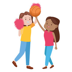 Poster - young women playing basketball and cheerleader