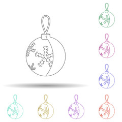 Poster - Christmas tree ball multi color icon. Simple thin line, outline vector of chrismas icons for ui and ux, website or mobile application