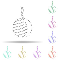 Poster - Christmas tree ball multi color icon. Simple thin line, outline vector of chrismas icons for ui and ux, website or mobile application