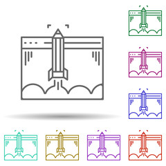 Poster - Launch project multi color icon. Simple thin line, outline vector of web development icons for ui and ux, website or mobile application