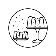 Sticker - Pudding sprinkled food in circle icon. Simple line, outline vector of bakery icons for ui and ux, website or mobile application