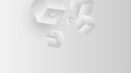 Poster - Vector Abstract geometric shape from gray cubes. White squares