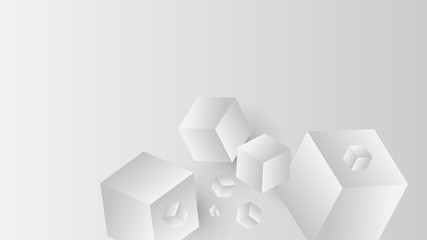 Poster - Vector Abstract geometric shape from gray cubes. White squares