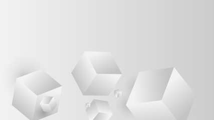 Poster - Vector Abstract geometric shape from gray cubes. White squares