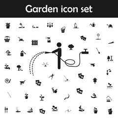Poster - Man pours from a hose icon. Garden icons universal set for web and mobile