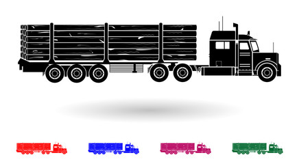 Poster - Detailed multi color wood transporting truck illustration