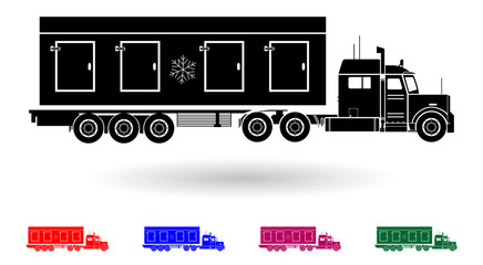 Poster - Detailed multi color refrigerator truck illustration