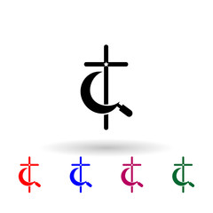 Poster - cross with a star and a sickle multi color icon. simple glyph, flat vector of communism capitalism i