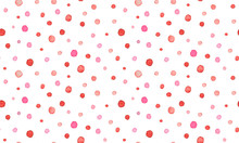 All Over Seamless Repeat Pattern With Scattered Tossed Hand Painted Watercolor Dot In Red And Pink On A White Background