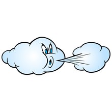 Wind Blowing - A Cartoon Illustration Of A Cloud Blowing Some Cold Air.
