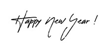 Happy New Year Calligraphic Text For Greeting Card. Vector Holiday Design.