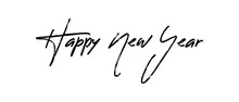 Happy New Year Calligraphic Text For Greeting Card. Vector Holiday Design.