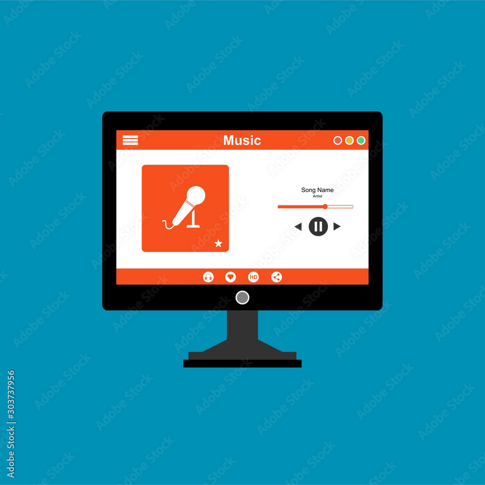 Music Player UI app design, vector illustration Can be used for ...