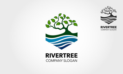 River Tree logo template. An excellent logo template suitable for any business related to eco, green, nature, consulting, socail etc.This logo features with oak tree and a river.