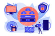 © Visual Generation - Virtual machines. Operating system and data storage. Virtualization technology, process virtual representation, reduce IT expenses concept. Pink coral blue vector isolated illustration