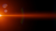 Abstract Orange Lens Flare Effect Overlay Texture With Bokeh Effect And Light Streak In Front Of A Black Background