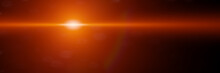 Beautiful Abstract Orange Lens Flare Effect Overlay Texture With Bokeh Effect And Light Streak In Front Of A Black Background Banner