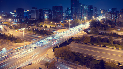 Poster - Beijing city traffic, city skyline