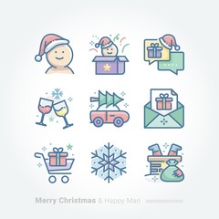 Wall Mural - Merry Christmas and Happy Man 01