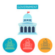 Government building flat icons set.