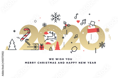 Merry Christmas And Happy New Year 2020 Modern Vector Illustration Concept For Background Greeting Card Party Invitation Card Website Banner Social Media Banner Marketing Material Buy This Stock Vector And Explore