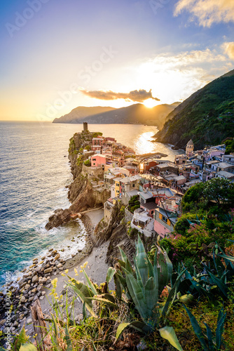 Photographie Vernazza - Village of Cinque Terre National Park at Coast of Italy