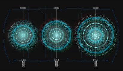 Poster - HUD Futuristic Spin Circles. Vector icon set technology circle design. Virtual Abstract Hi Technology UI