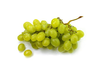 Wall Mural - A bunch of overripe grapes isolated on white background.