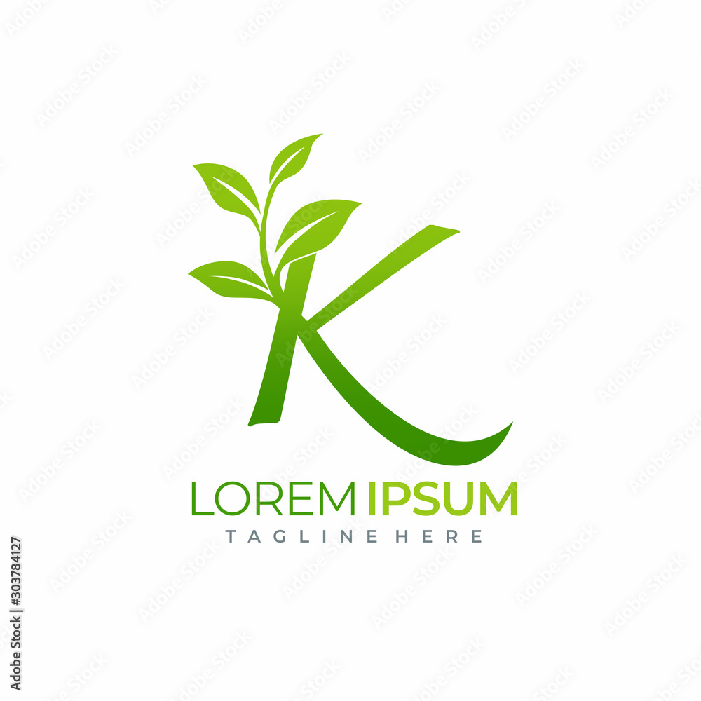 Letter K Green Plant Leaf Logo Vector Stock Vector | Adobe Stock