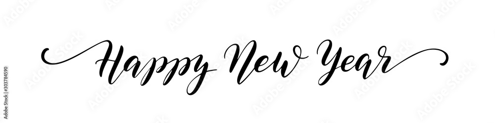 Happy New Year 2020 script text hand lettering. Design template Celebration typography poster, banner or greeting card for Merry Christmas and happy new year. Vector Illustration - obrazy, fototapety, plakaty 