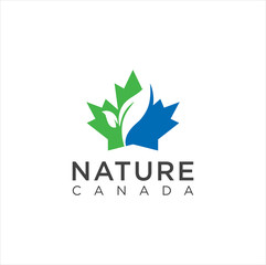 Maple leaf logo. Vector leaves of maple trees, a symbol of Canada country and nature. Vector logo template  . Leaf Canada Plant Logo Template Flat Color Template . 