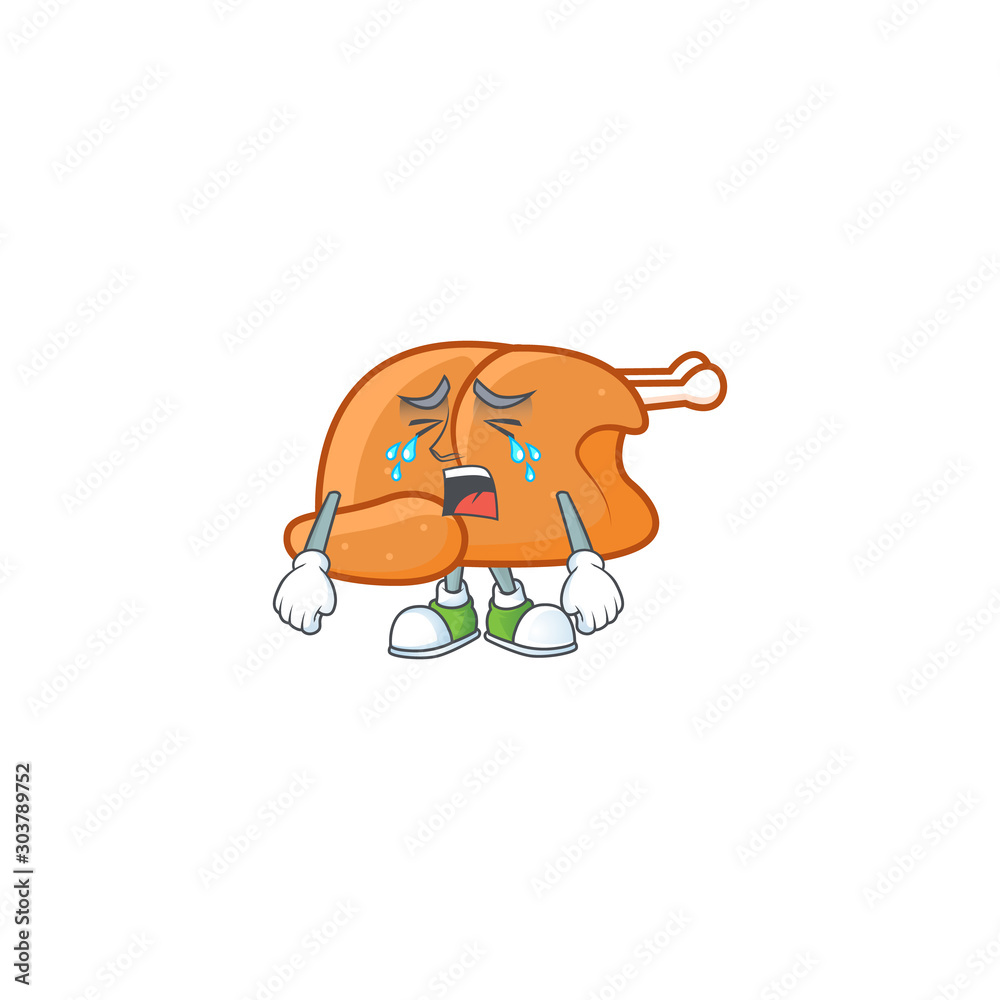 Mascot a crying in cartoon roast turkey Stock Vector | Adobe Stock