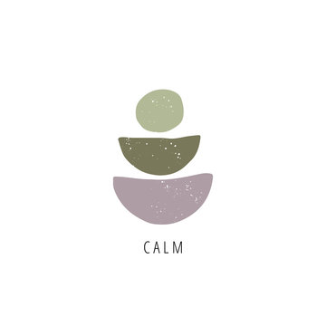 Zen stones flat vector illustration. Balance, mindfulness and harmony concept