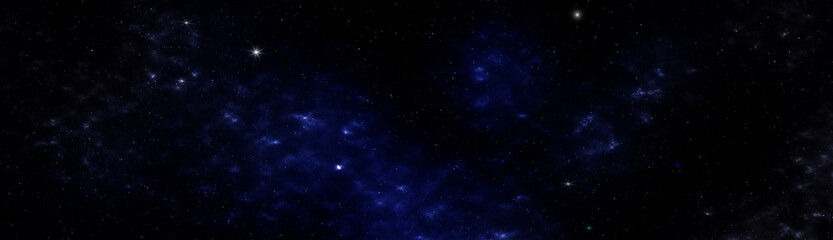 Wall Mural - star and galaxy, dark blue space background panorama view