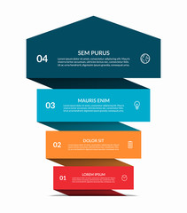 Up arrow infographic banner. Business growth vector concept with 4 steps, options, parts. Can be used for workflow layout, diagram, chart, graph, web design.