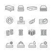 Mattress related icons: thin vector icon set, black and white kit