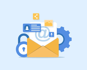 Poster - email marketing,newsletter promotion flat line vector 
