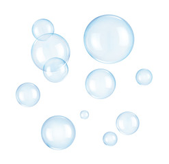 Soap bubbles on a white background