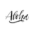 Hand drawn aloha lettering. Hand drawn brush style modern calligraphy. Vector illustration of handwritten lettering. 