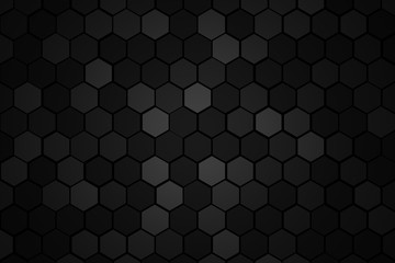 Honeycomb Grid tile random background or Hexagonal cell texture. in color black or dark or gray or grey with difference border space. And vignette dark border shadow.