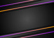 Futuristic corporate technology abstract background with orange violet neon glowing lines. Vector graphic design
