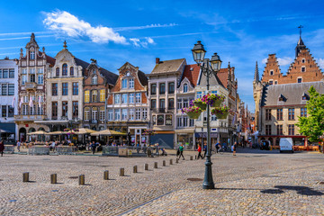 Fototapete - Grote Markt in Mechelen, Belgium. Mechelen is a city and municipality in the province of Antwerp, Flanders, Belgium.