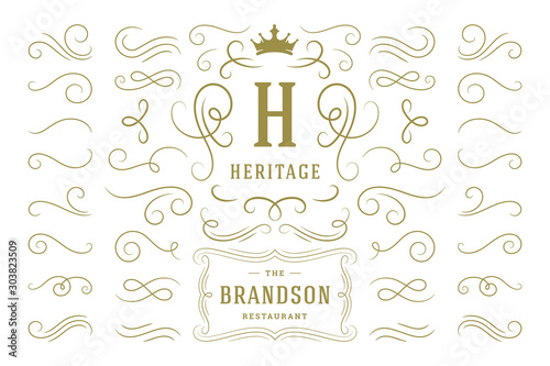 Fotografía Calligraphic design elements vintage ornaments swirls and scrolls ornate decorations vector design elements